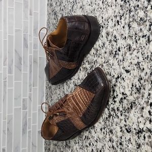 Brown David Eden Crocodile Leather Oxford Dress Shoes sz 10.5 alligator reptile